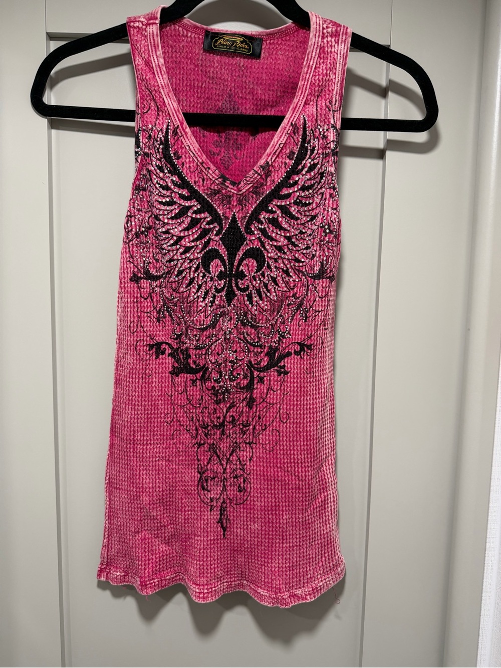 Bling Rider Hot Pink Tank with Black Wing Graphic